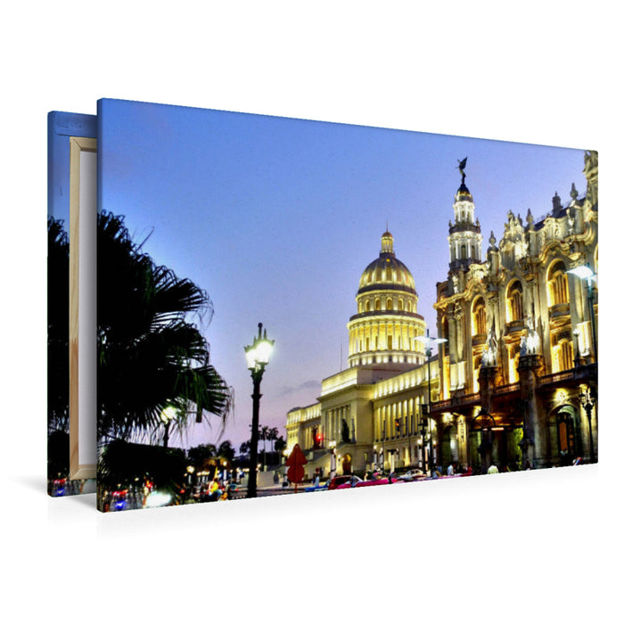 Premium textile canvas Premium textile canvas 120 cm x 80 cm landscape Blue Hour 