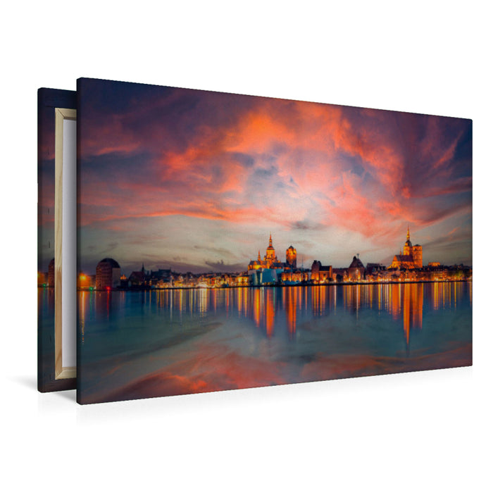 Premium textile canvas Premium textile canvas 120 cm x 80 cm across A motif from the Stralsund calendar, a pearl on the Baltic Sea 