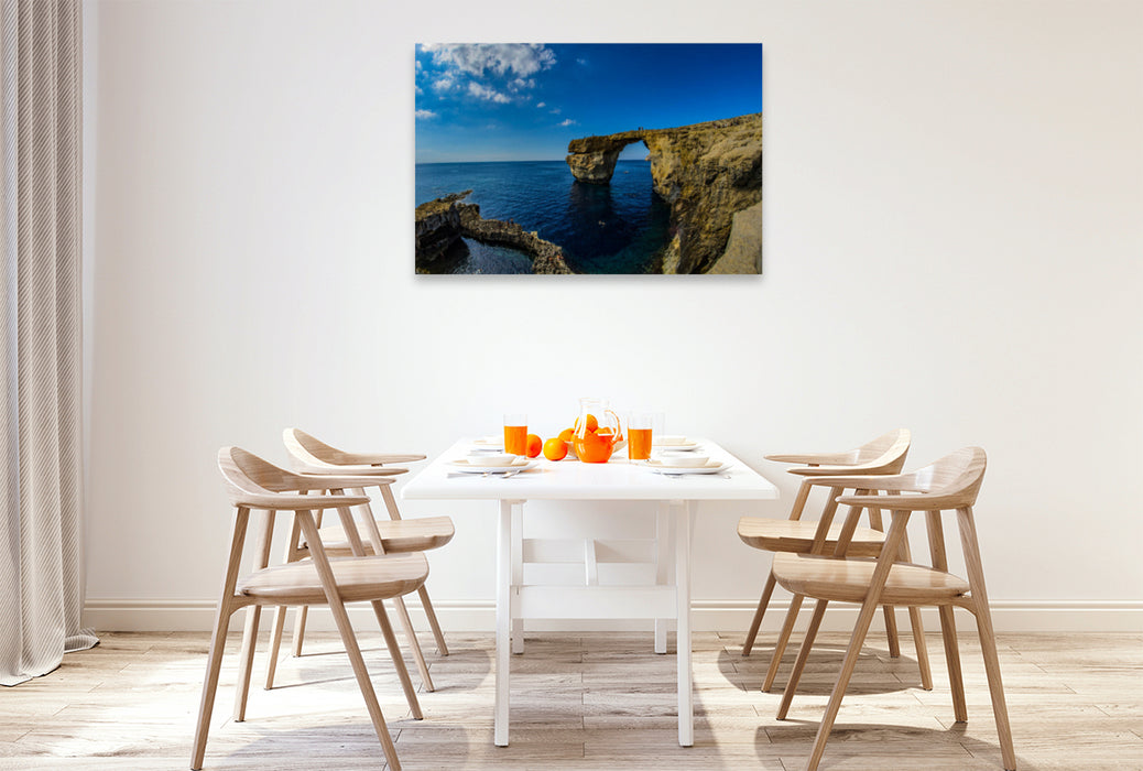 Premium textile canvas Premium textile canvas 120 cm x 80 cm landscape Azure Window - Gozo, Malta 