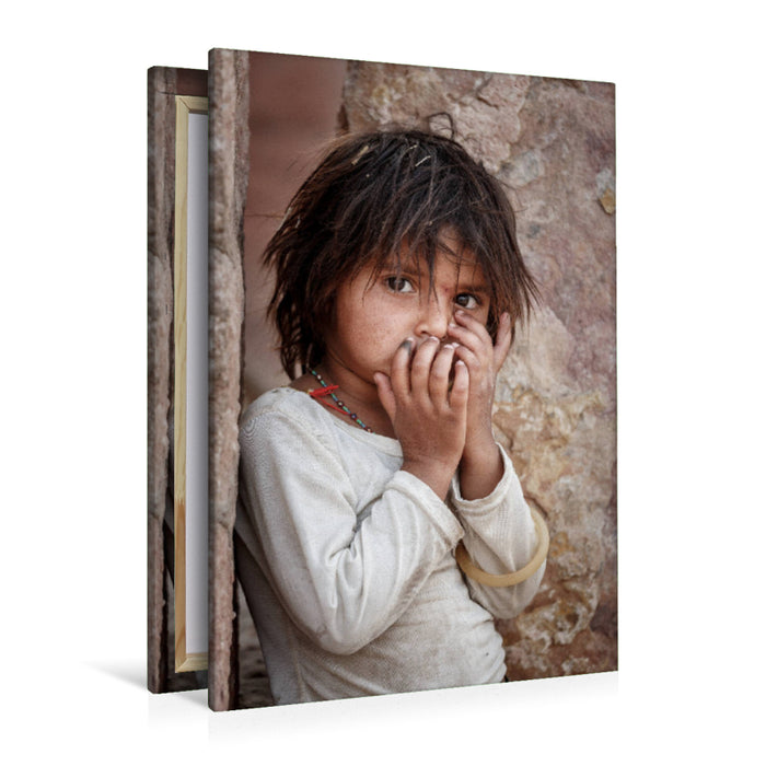 Premium textile canvas Premium textile canvas 80 cm x 120 cm high Boy in the Thar Desert 