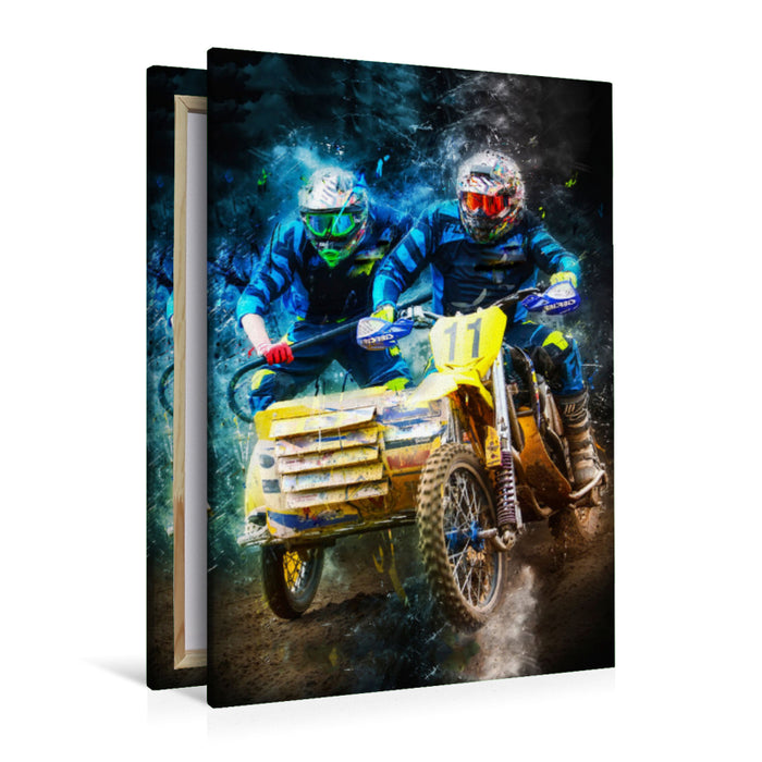 Premium Textil-Leinwand Premium Textil-Leinwand 80 cm x 120 cm  hoch Ein Motiv aus dem Kalender Motocross Seitenwagen - einfach cool