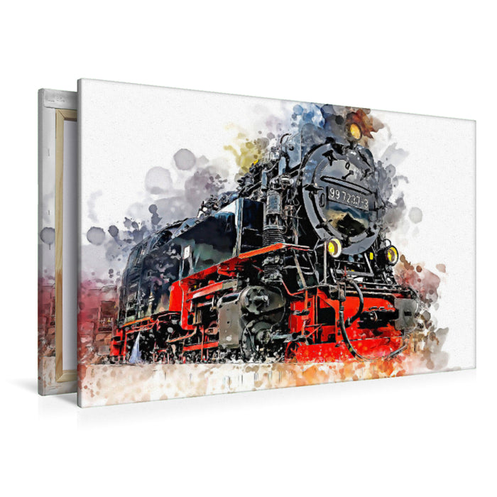 Premium Textil-Leinwand Premium Textil-Leinwand 120 cm x 80 cm quer Dampflokomotive der Harzer Schmalspurbahnen 99 7237-3