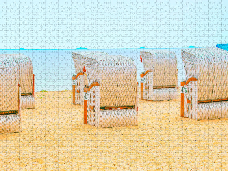 Weiße  Strandkörbe - CALVENDO Foto-Puzzle