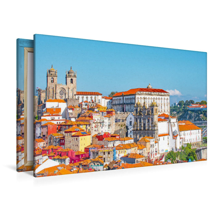 Premium Textil-Leinwand Premium Textil-Leinwand 120 cm x 80 cm quer Blick auf die Kathedrale von Porto