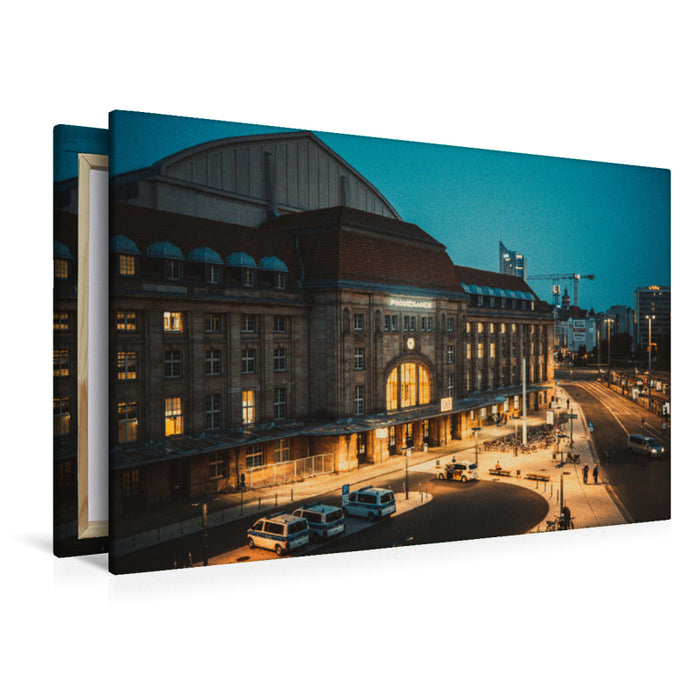 Premium Textil-Leinwand Premium Textil-Leinwand 120 cm x 80 cm quer Hauptbahnhof Westseite