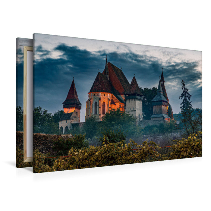 Premium Textil-Leinwand Premium Textil-Leinwand 120 cm x 80 cm quer Kirchenburg Birthälm