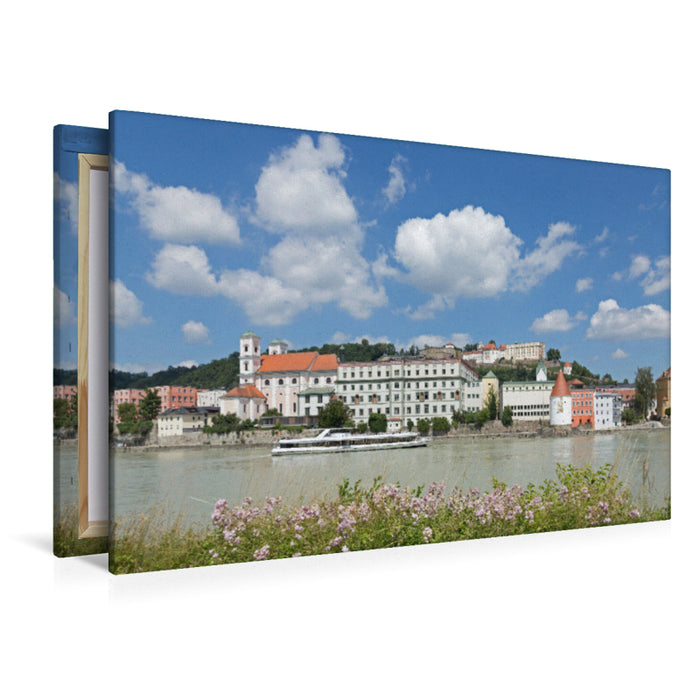 Premium Textil-Leinwand Premium Textil-Leinwand 120 cm x 80 cm quer Altstadt und Inn, Passau