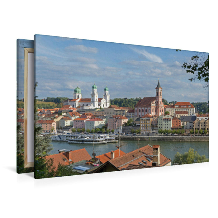 Premium Textil-Leinwand Premium Textil-Leinwand 120 cm x 80 cm quer Donauufer, Passau