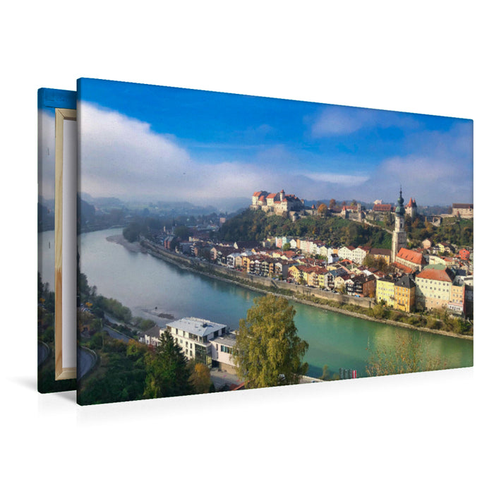 Premium Textil-Leinwand Premium Textil-Leinwand 120 cm x 80 cm quer Panoramablick von Österreich aus gesehen