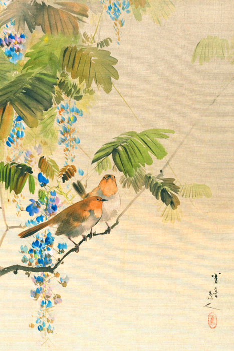 Premium Textil-Leinwand Premium Textil-Leinwand 80 cm x 120 cm  hoch Watanabe Seitei (1851–1918): Vögel und Blumen, ca. 1887