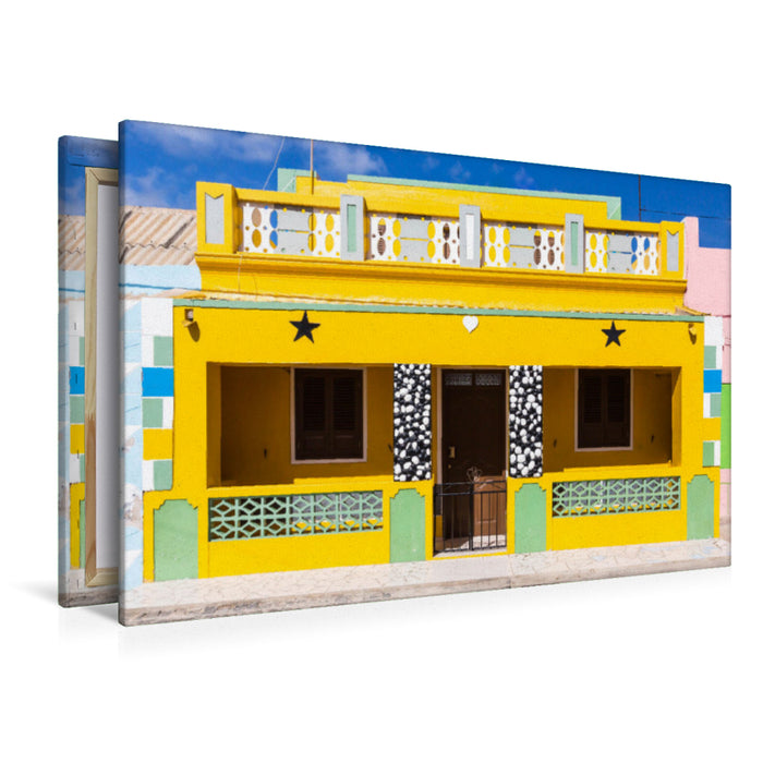 Premium Textil-Leinwand Premium Textil-Leinwand 120 cm x 80 cm quer Wohnhaus im Dorf Rabil auf Boa Vista