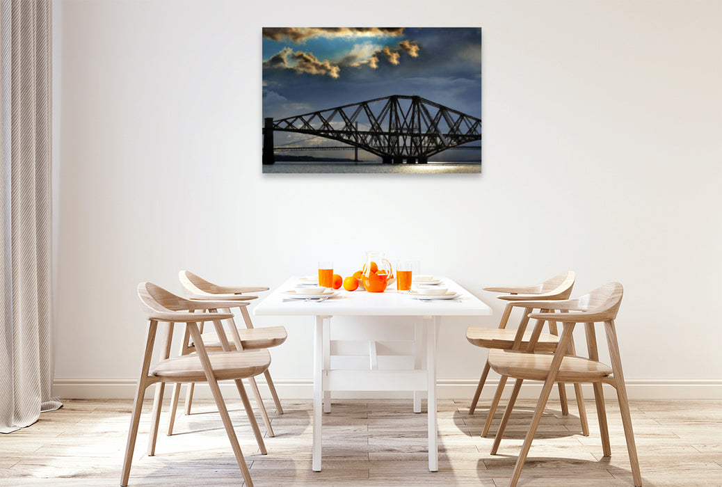 Premium Textil-Leinwand Premium Textil-Leinwand 120 cm x 80 cm quer Forth Bridge - Brücken über den Firth of Forth