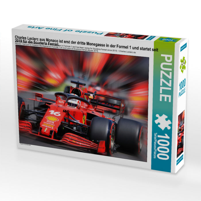 Charles Leclerc aus Monaco ist erst der dritte Monegasse in der Formel 1 und startet seit 2019 für die Scuderia Ferrari. - CALVENDO Foto-Puzzle