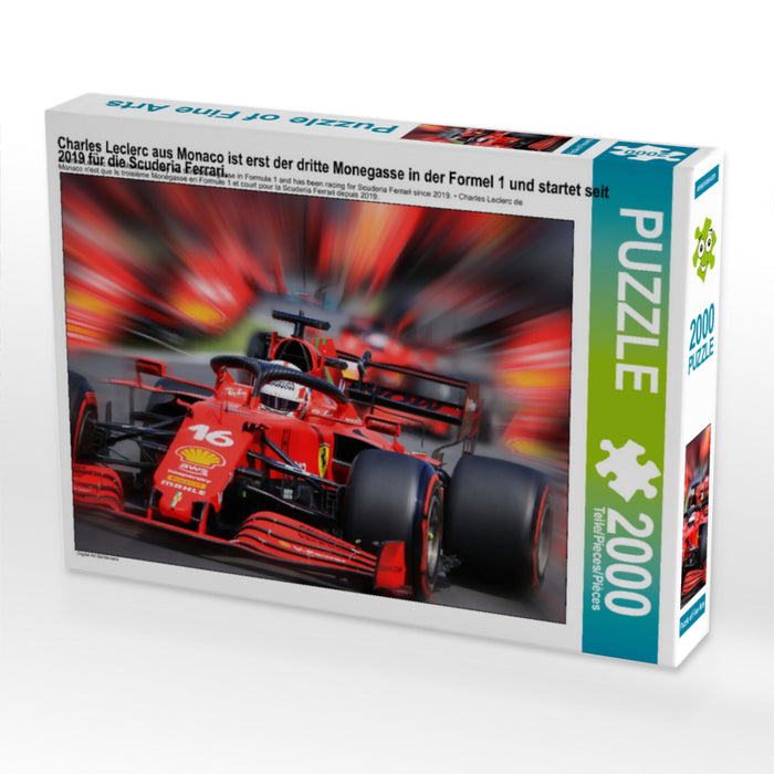 Charles Leclerc aus Monaco ist erst der dritte Monegasse in der Formel 1 und startet seit 2019 für die Scuderia Ferrari. - CALVENDO Foto-Puzzle - calvendoverlag 29.99