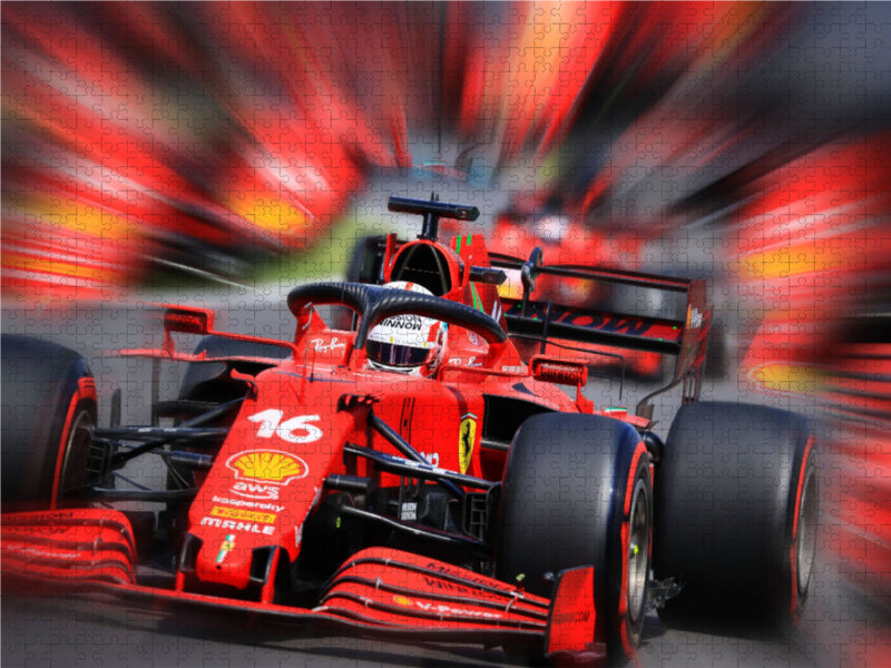 Charles Leclerc de Monaco n'est que le troisième Monégasque en Formule 1 et court pour la Scuderia Ferrari depuis 2019. - Casse-tête photo CALVENDO 