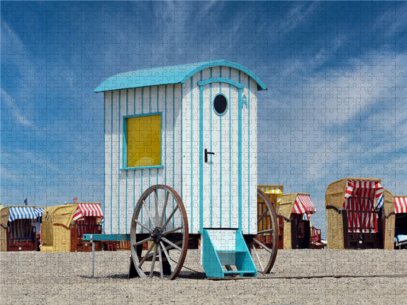 Maisons de bains sur la plage - Puzzle photo CALVENDO 