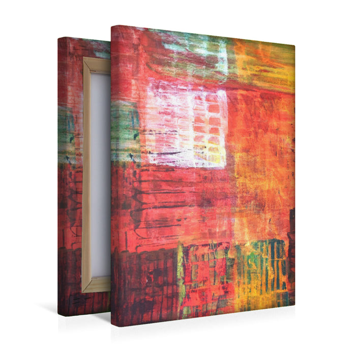 Premium Textil-Leinwand Premium Textil-Leinwand 30 cm x 45 cm hoch Abstraktes Gemälde in Rot, Orange und Braun