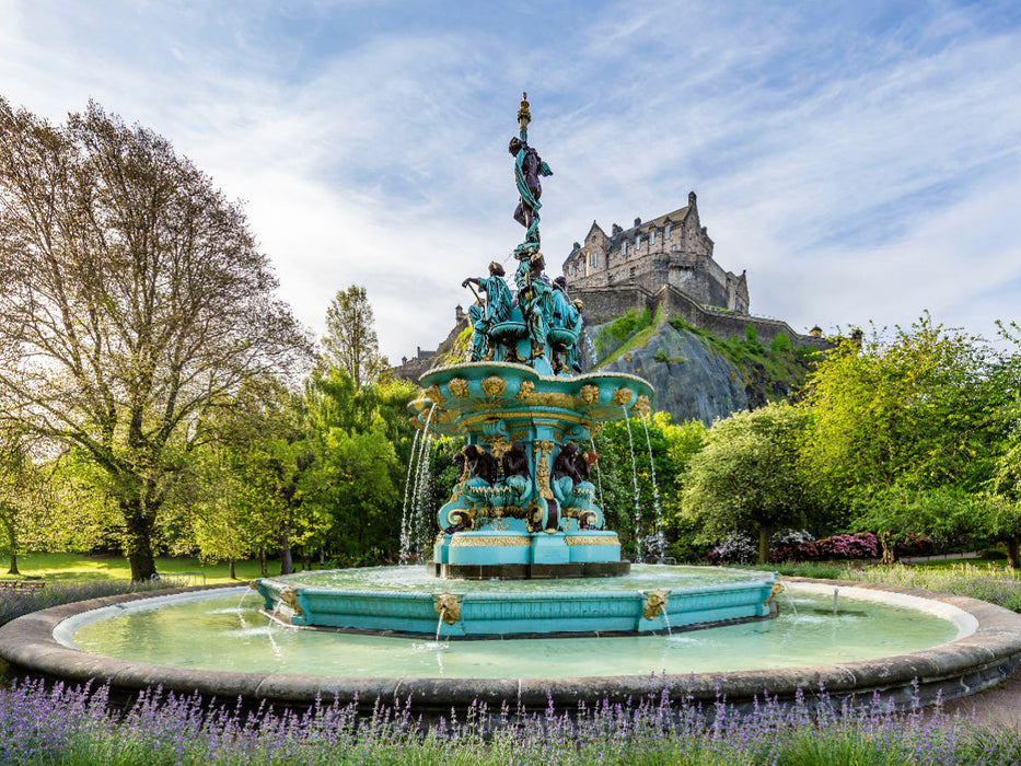 Fontaine de Ross et château d'Edimbourg - Puzzle photo CALVENDO 