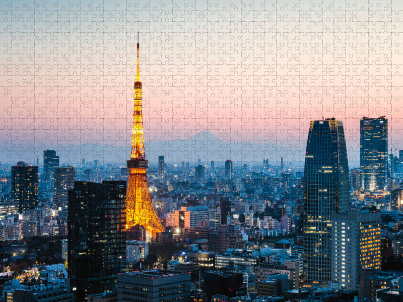 Tokio-Turm und Mt. Fuji - CALVENDO Foto-Puzzle