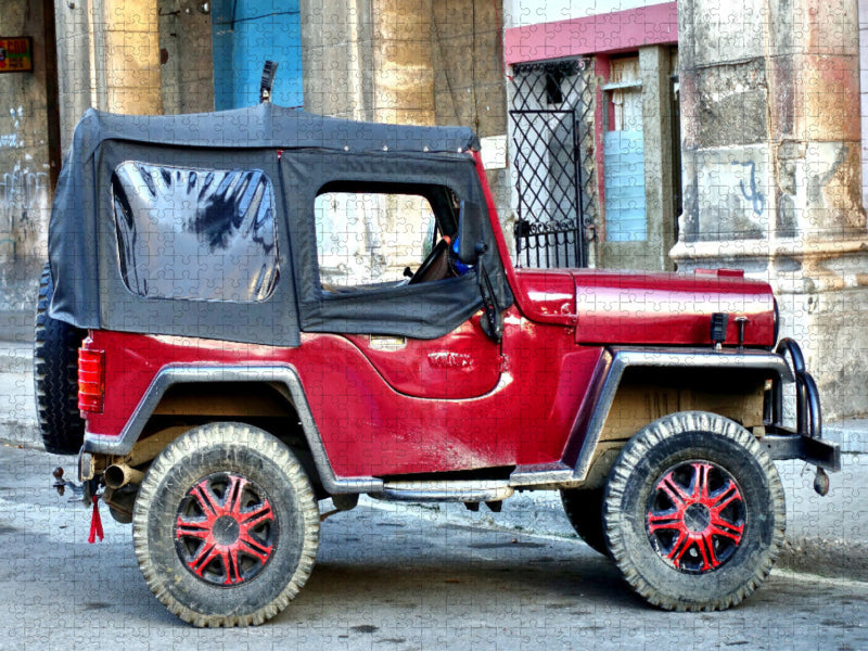 Der legendäre amerikanische Willys Jeep in Havanna - CALVENDO Foto-Puzzle