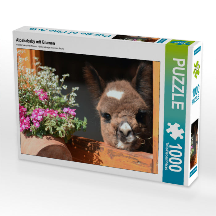 Alpakababy mit Blumen - CALVENDO Foto-Puzzle