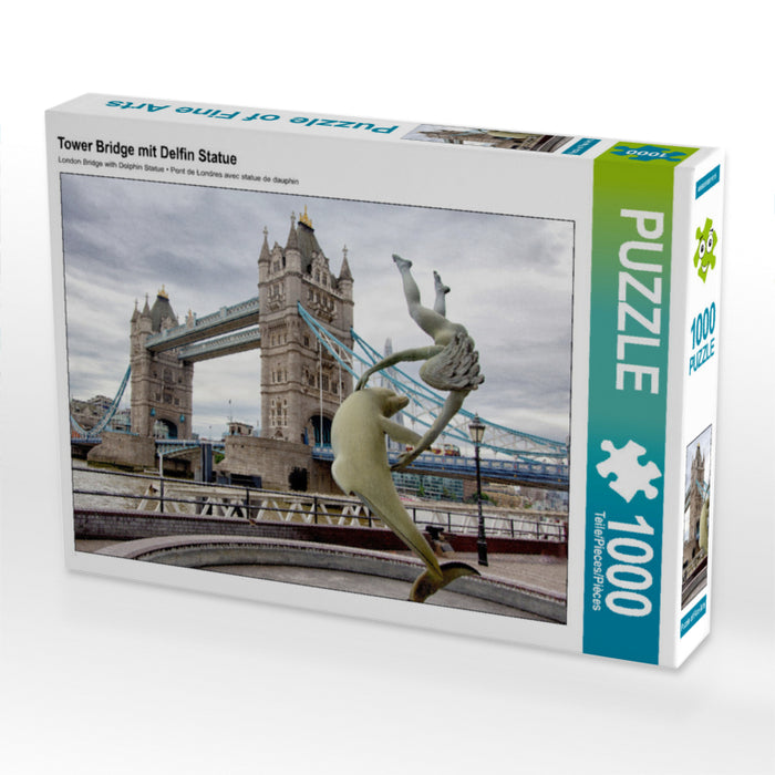 Tower Bridge avec statue de dauphin - Puzzle photo CALVENDO 