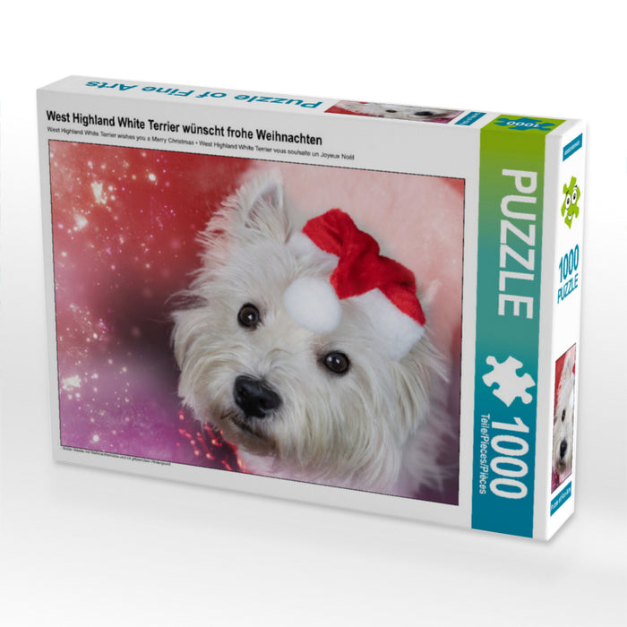 West Highland White Terrier wünscht frohe Weihnachten - CALVENDO Foto-Puzzle