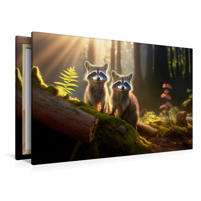 Premium textile canvas raccoons 