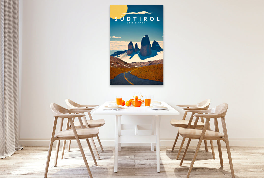 Premium textile canvas Three Peaks in Spring 