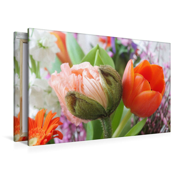 Premium Textil-Leinwand Islandmohn und Tulpe