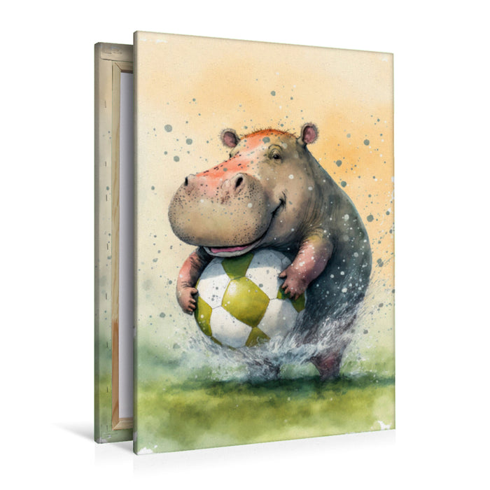 Premium textile canvas mischievous hippopotamus 