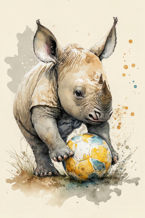 Premium textile canvas Rushing rhinoceros 