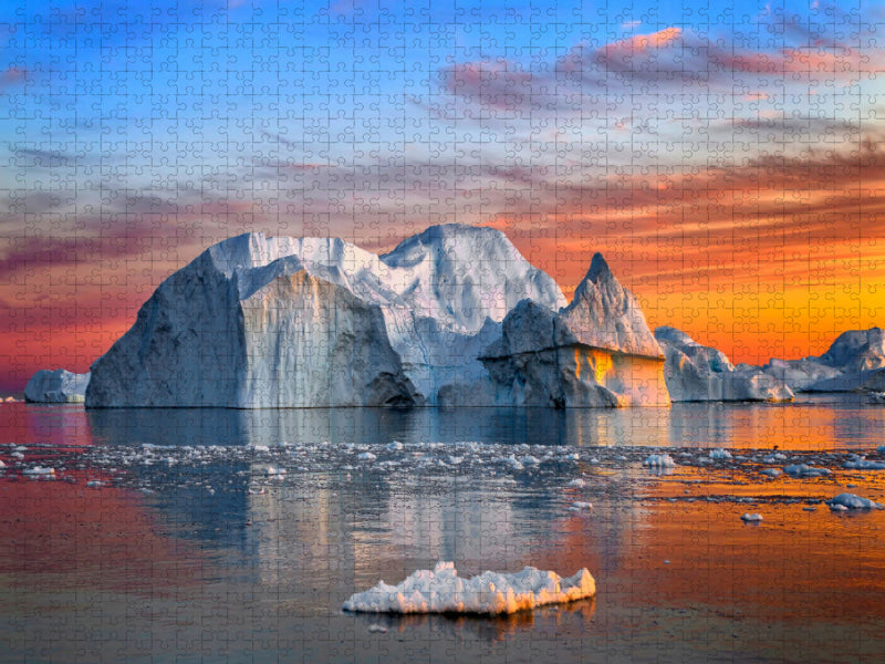 Grandioser Sonnenuntergang - Diskobucht - Ilulissat - Grönland - CALVENDO Foto-Puzzle