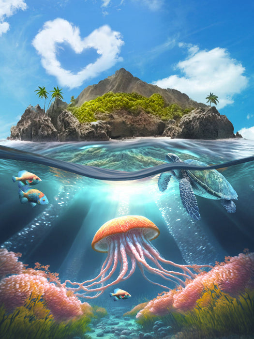 Tropische Inseln unter Wasser und über Wasser - CALVENDO Foto-Puzzle
