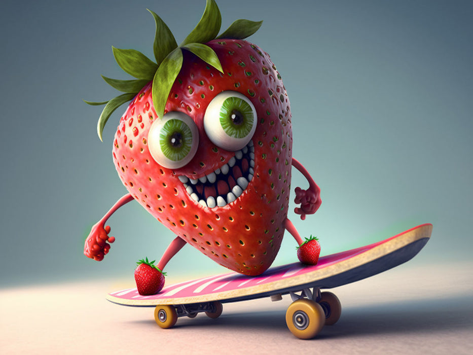 Une fraise sur un skateboard - Puzzle photo CALVENDO 