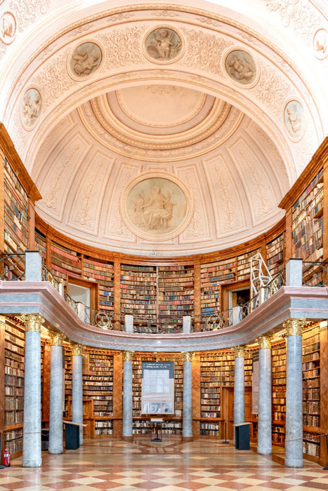 Premium Textil-Leinwand Bibliothek der Benediktiner-Abtei in Pannonhalma