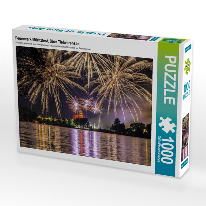 Fireworks Müritzfest, over Tiefwarensee - CALVENDO photo puzzle 