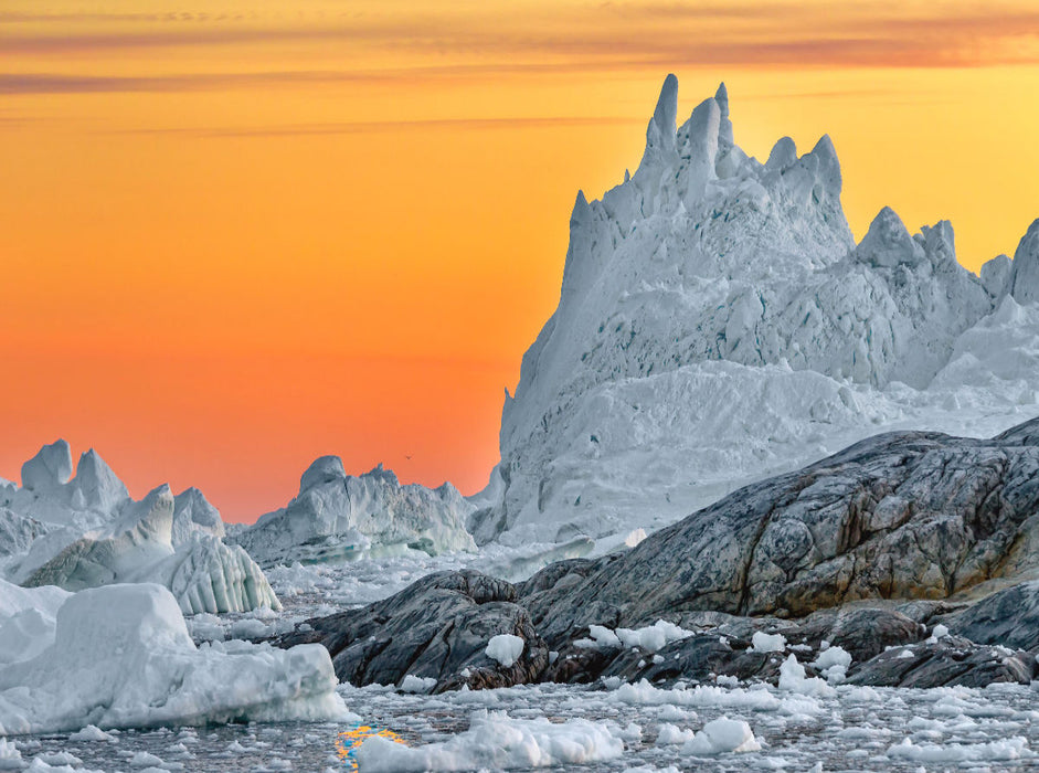 Zauberhafter Sonnenuntergang in der Diskobucht - Ilulissat - Grönland - CALVENDO Foto-Puzzle