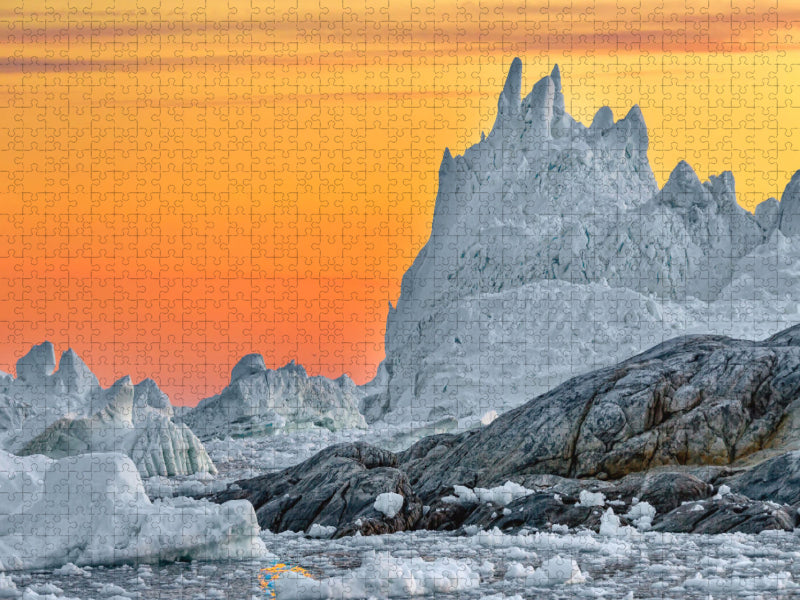 Zauberhafter Sonnenuntergang in der Diskobucht - Ilulissat - Grönland - CALVENDO Foto-Puzzle