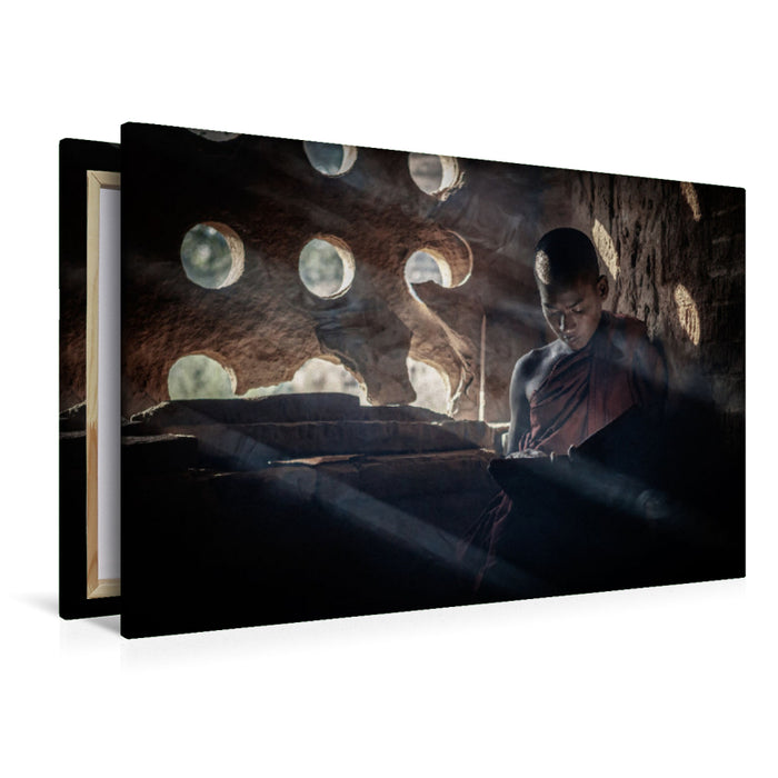 Premium textile canvas Monk reading 