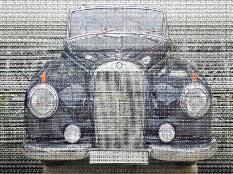 Front of the Mercedes Benz 300 Cabriolet against a grid background - CALVENDO photo puzzle 