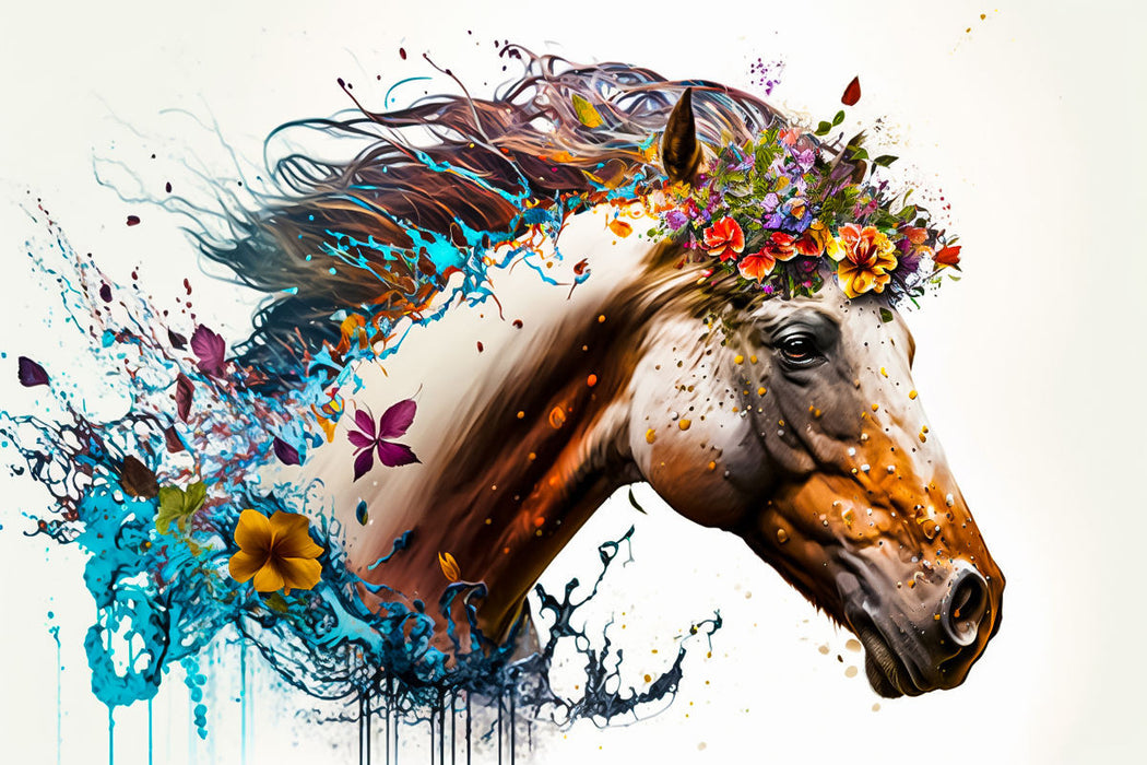 Premium textile canvas flower horse 06 