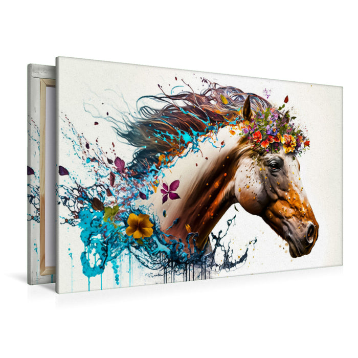 Premium textile canvas flower horse 06 