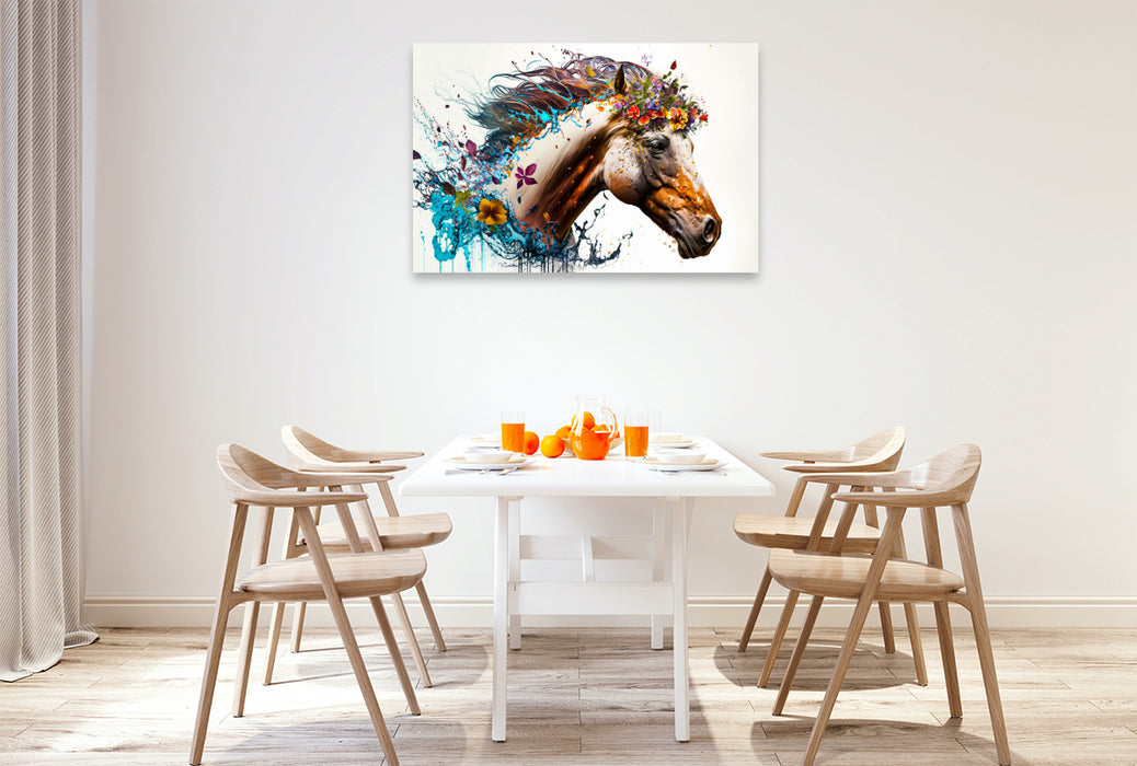 Premium textile canvas flower horse 06 