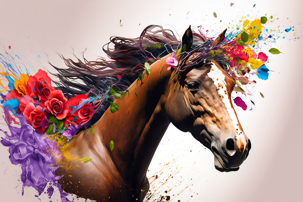 Premium textile canvas flower horse 09 