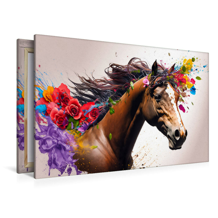 Premium textile canvas flower horse 09 