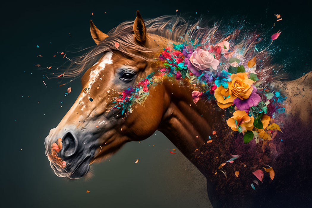 Premium textile canvas flower horse 02 