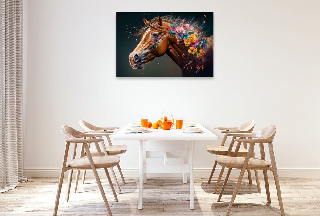 Premium textile canvas flower horse 02 