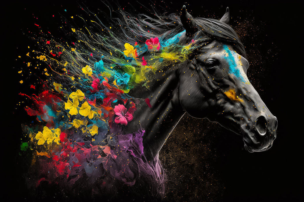 Premium textile canvas flower horse 08 