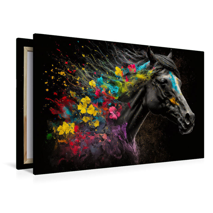 Premium textile canvas flower horse 08 